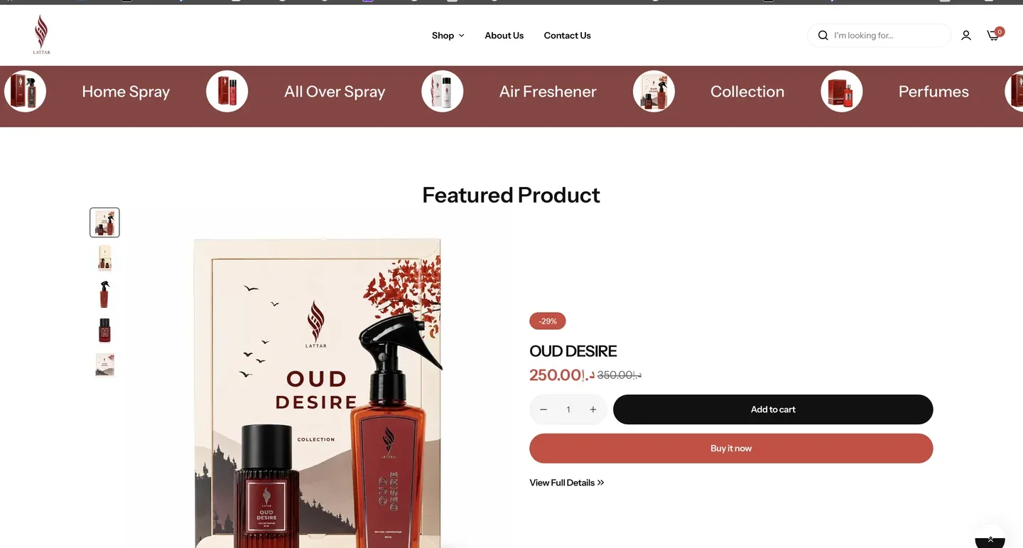 واجهة موقع LATTAR PERFUMES — الشاشة 4
