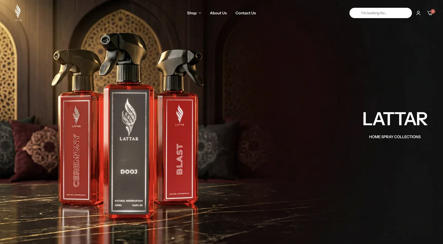 LATTAR PERFUMES website interface 1