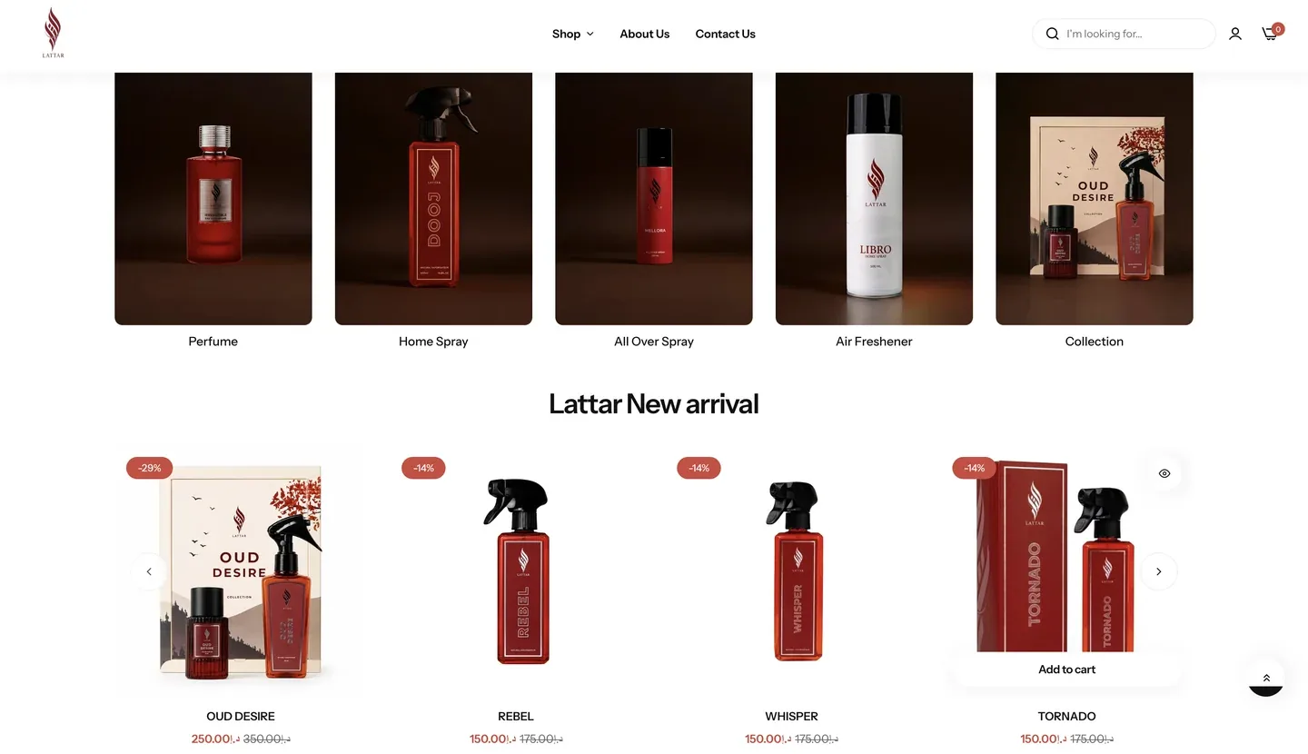 واجهة موقع LATTAR PERFUMES — الشاشة 2